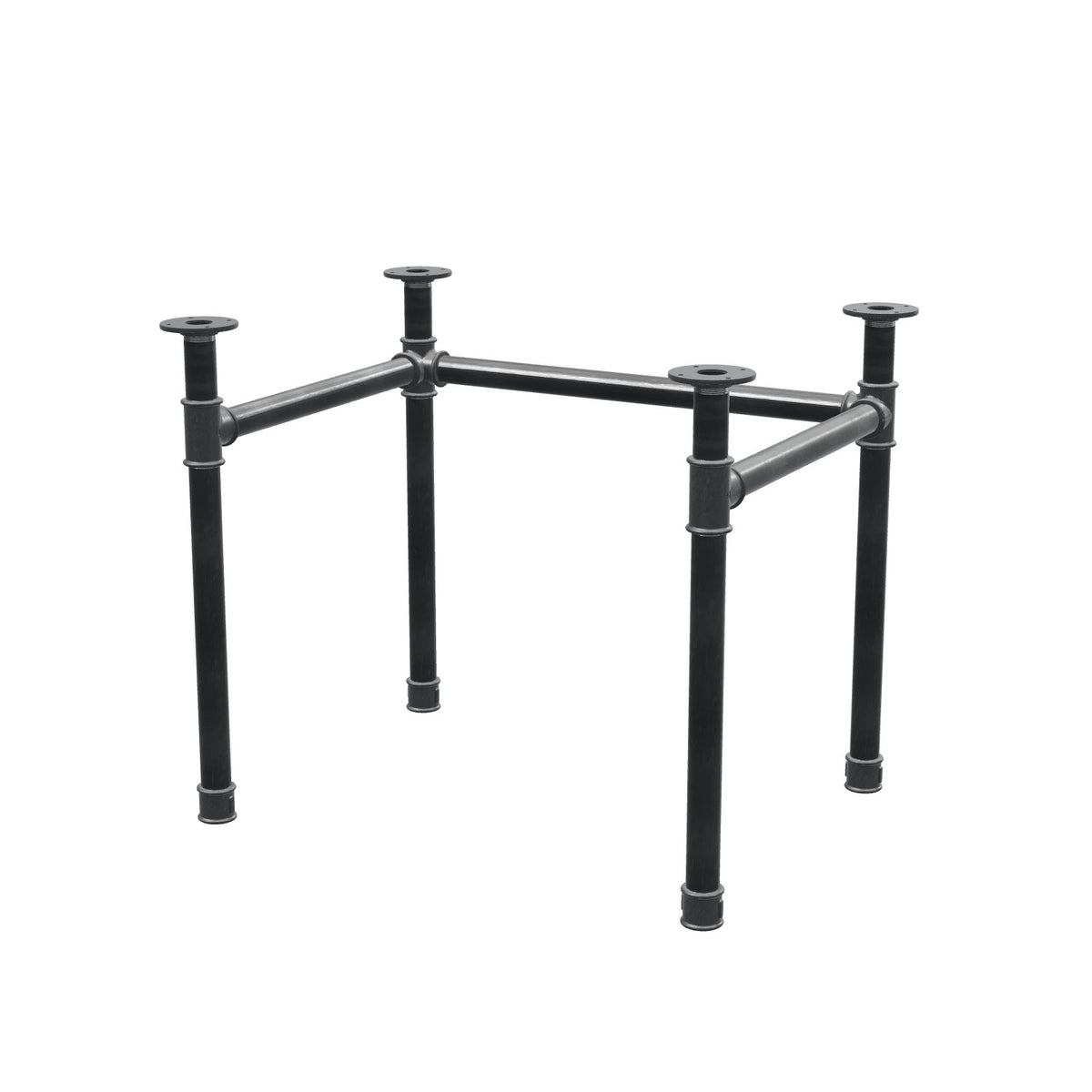 Schreibtisch-Gestell, U-Form, Gusseisen und Stahl Ø 42 mm, 86 × 66 cm, Höhe 70 cm