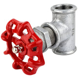 Fitting 3/4'' im Ventilstil mit rotem Handrad 72 mm, Edelstahlmutter, aus verzinktem Temperguss