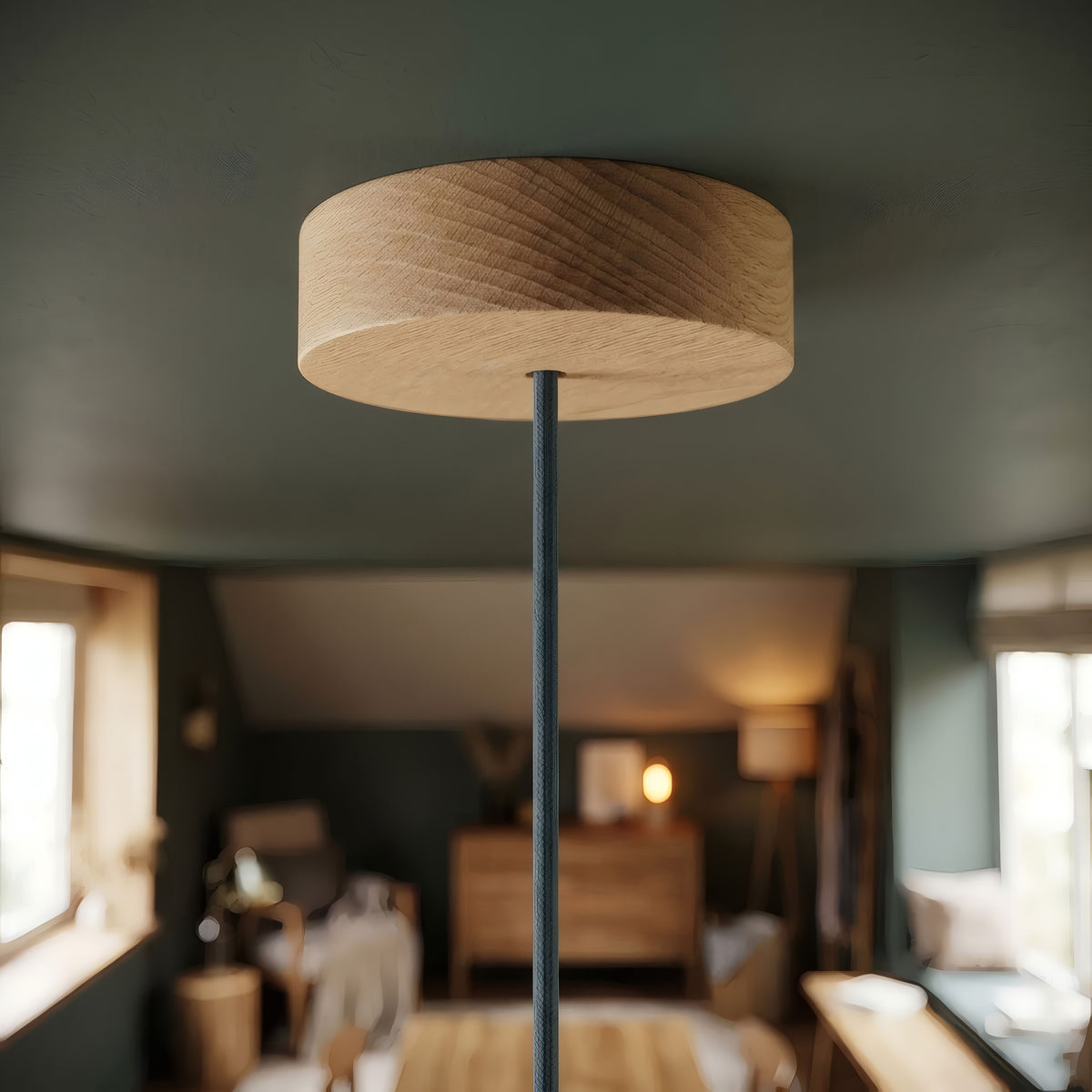 Runder Baldachin aus Holz, Ø 120 mm — Natur