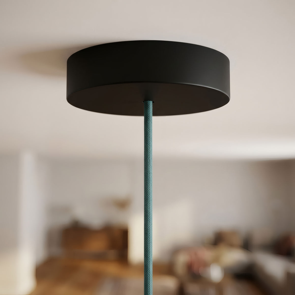 Runder Baldachin aus Holz, Ø 120 mm — Schwarz