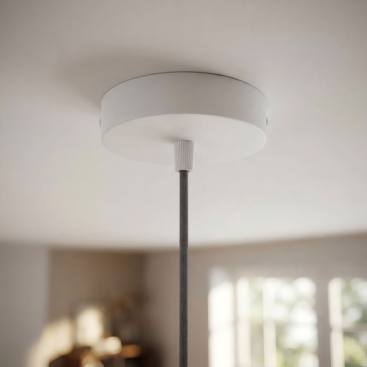 Zylindrischer Baldachin aus Metall, Ø 120 mm — Konisch, Thermoplast / Weiß matt