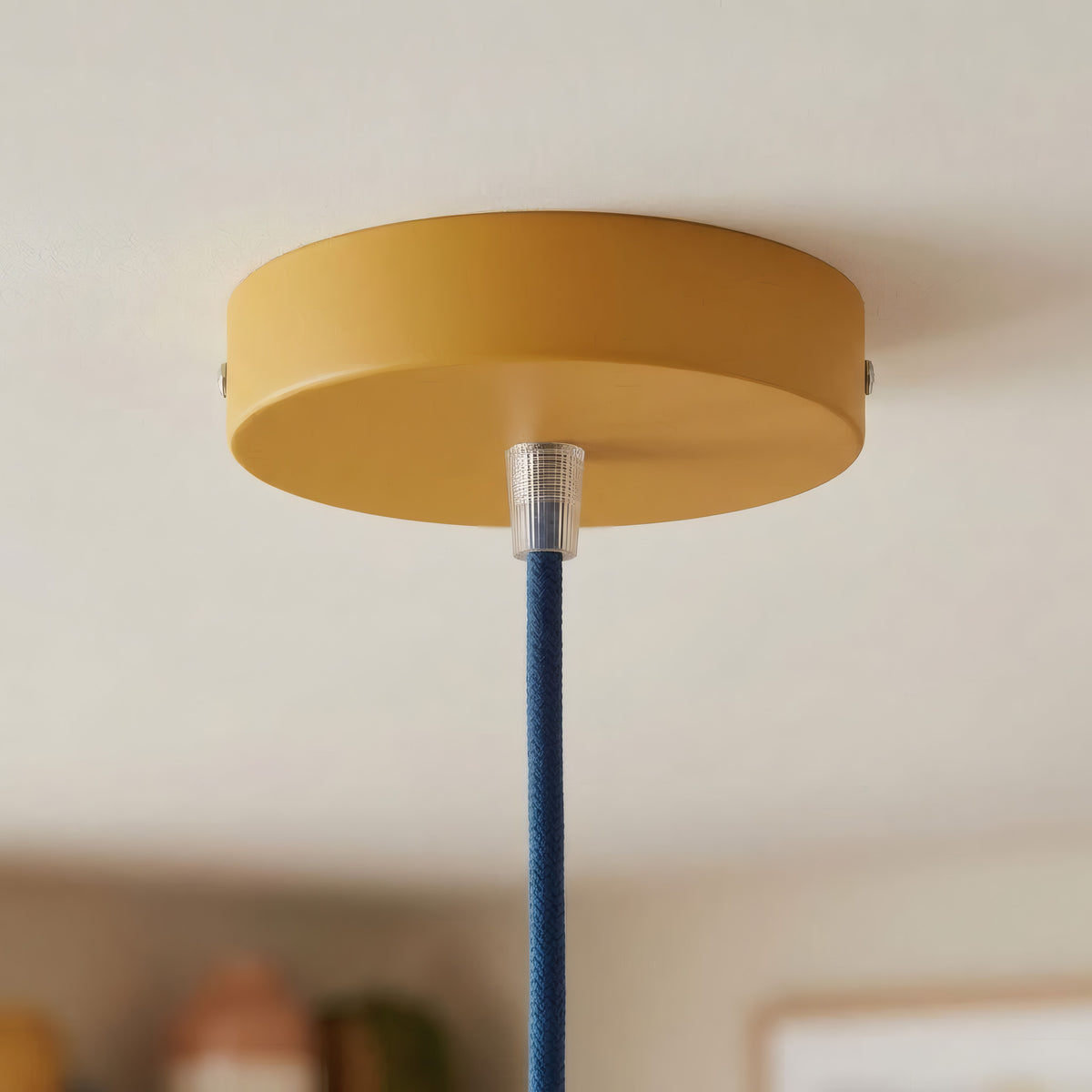 Zylindrischer Baldachin aus Metall, Ø 120 mm — Konisch, Thermoplast / Senfgelb