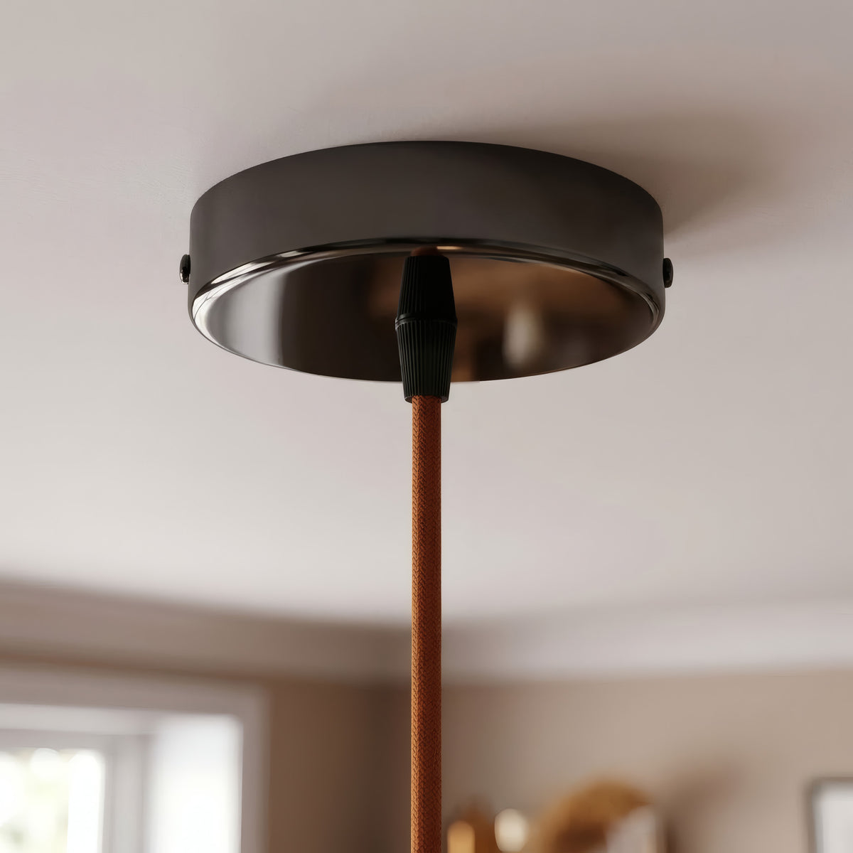 Zylindrischer Baldachin aus Metall, Ø 120 mm — Konisch, Thermoplast / Schwarze Perle