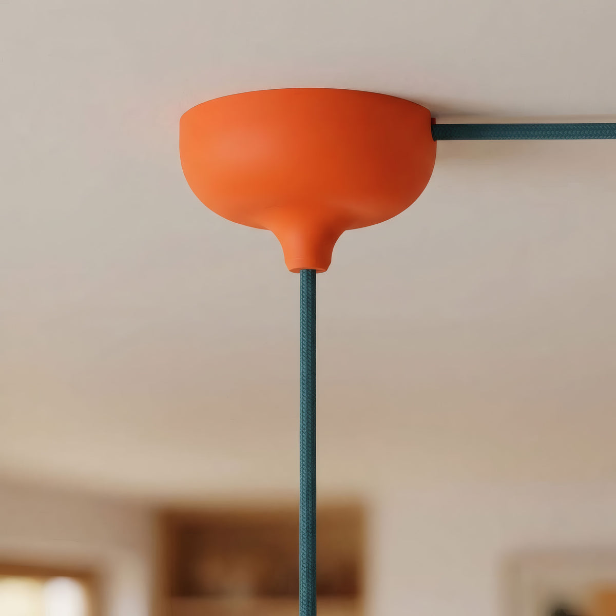 Silikon-Baldachin Ø 88 mm mit Mittelloch und Seitenauslass — Orange