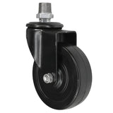 Schwarze Industrie-Lenkrolle mit Gummirad 100 mm, 1/2'' (15x21mm) Außengewinde, Fitting aus verzinktem Temperguss
