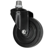 Schwarze Industrie-Lenkrolle mit Gummirad 100 mm, Außengewinde, Fitting aus verzinktem Temperguss