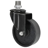 Schwarze Industrie-Lenkrolle aus Gusseisen 100 mm, 1/2" (15×21mm) Außengewinde, Fitting aus verzinktem Gusseisen