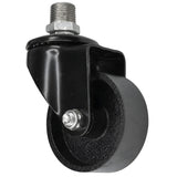 Schwarze Industrie-Lenkrolle mit Gusseisenrad 75 mm, Außengewinde, Fitting aus verzinktem Temperguss