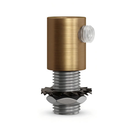 Zylindrische Metall-Zugentlastung M10x1, Mutter und Scheibe — Satinierte Bronze