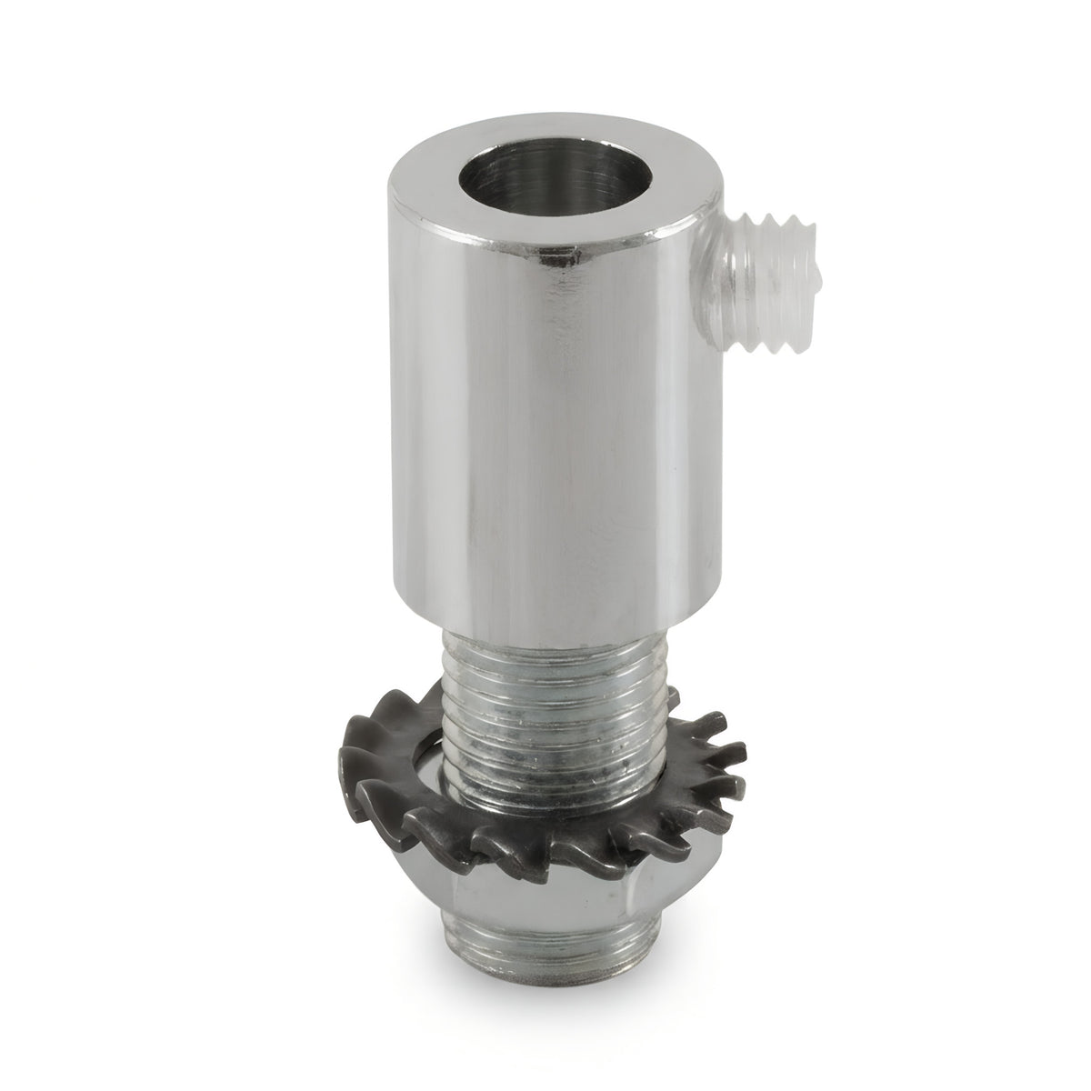 Zylindrische Metall-Zugentlastung M10x1, Mutter und Scheibe — Chrom