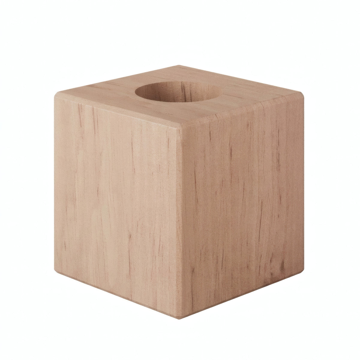 Würfel-Lampensockel aus Erlenholz für E27-Fassung — Naturholz