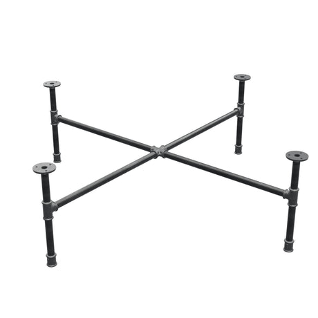 Industrielles Couchtisch-Gestell aus Gusseisen, Kreuzfuß, 108 × 108 cm, Höhe 32 cm, Dreiviertelansicht