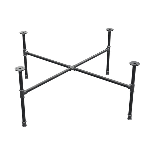 Industrielles Couchtisch-Gestell aus Gusseisen, Kreuzfuß, 108 × 108 cm, Höhe 42 cm, Dreiviertelansicht
