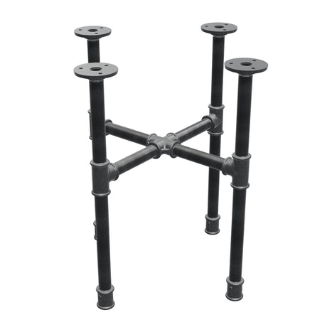 Industrielles Couchtisch-Gestell aus Gusseisen, Kreuzfuß, 38 × 38 cm, Höhe 42 cm, Dreiviertelansicht