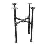 Industrielles Couchtisch-Gestell aus Gusseisen, Kreuzfuß, 38 × 38 cm, Höhe 52 cm, Dreiviertelansicht