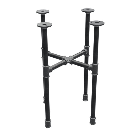 Industrielles Couchtisch-Gestell aus Gusseisen, Kreuzfuß, 38 × 38 cm, Höhe 52 cm, Dreiviertelansicht