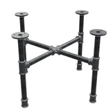 Industrielles Couchtisch-Gestell aus Gusseisen, Kreuzfuß, 48 × 48 cm, Höhe 32 cm, Dreiviertelansicht