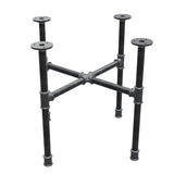 Industrielles Couchtisch-Gestell aus Gusseisen, Kreuzfuß, 48 × 48 cm, Höhe 42 cm, Dreiviertelansicht