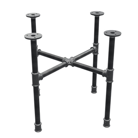 Industrielles Couchtisch-Gestell aus Gusseisen, Kreuzfuß, 48 × 48 cm, Höhe 42 cm, Dreiviertelansicht