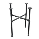Industrielles Couchtisch-Gestell aus Gusseisen, Kreuzfuß, 48 × 48 cm, Höhe 52 cm, Dreiviertelansicht