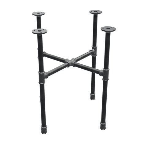 Industrielles Couchtisch-Gestell aus Gusseisen, Kreuzfuß, 48 × 48 cm, Höhe 52 cm, Dreiviertelansicht