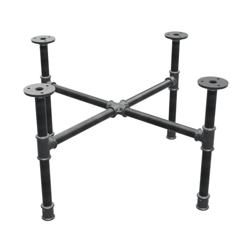 Industrielles Couchtisch-Gestell aus Gusseisen, Kreuzfuß, 58 × 58 cm, Höhe 32 cm, Dreiviertelansicht