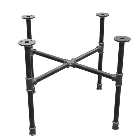 Industrielles Couchtisch-Gestell aus Gusseisen, Kreuzfuß, 58 × 58 cm, Höhe 42 cm, Dreiviertelansicht