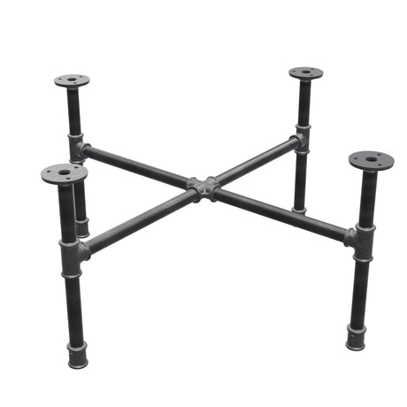 Industrielles Couchtisch-Gestell aus Gusseisen, Kreuzfuß, 68 × 68 cm, Höhe 32 cm, Dreiviertelansicht