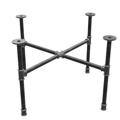 Industrielles Couchtisch-Gestell aus Gusseisen, Kreuzfuß, 68 × 68 cm, Höhe 42 cm, Dreiviertelansicht