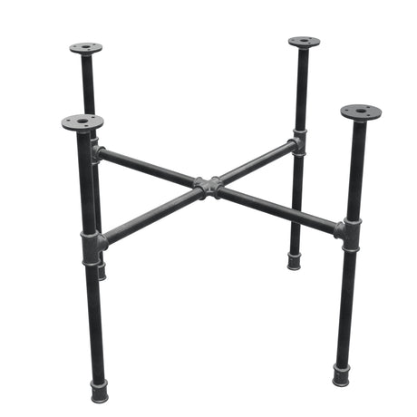 Industrielles Couchtisch-Gestell aus Gusseisen, Kreuzfuß, 68 × 68 cm, Höhe 52 cm, Dreiviertelansicht