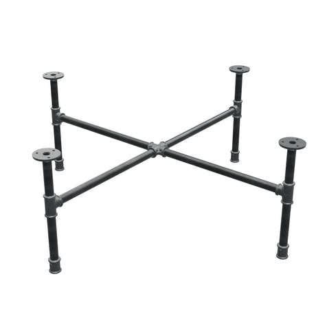 Industrielles Couchtisch-Gestell aus Gusseisen, Kreuzfuß, 88 × 88 cm, Höhe 32 cm, Dreiviertelansicht
