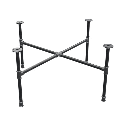 Industrielles Couchtisch-Gestell aus Gusseisen, Kreuzfuß, 88 × 88 cm, Höhe 42 cm, Dreiviertelansicht
