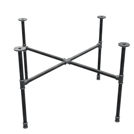 Industrielles Couchtisch-Gestell aus Gusseisen, Kreuzfuß, 88 × 88 cm, Höhe 52 cm, Dreiviertelansicht