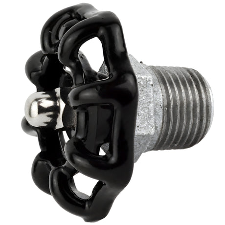 Schwarzes Handrad 52 mm auf Halbnippel, 1/2'' mit Edelstahlmutter, Fitting aus verzinktem Temperguss