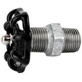 Schwarzes Handrad 52 mm auf Nippel, 1/2'' mit Edelstahlmutter, Fitting aus verzinktem Gusseisen