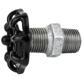 Schwarzes Handrad 52 mm auf Nippel, 1/2'' mit schwarzer Mutter, Fitting aus verzinktem Gusseisen