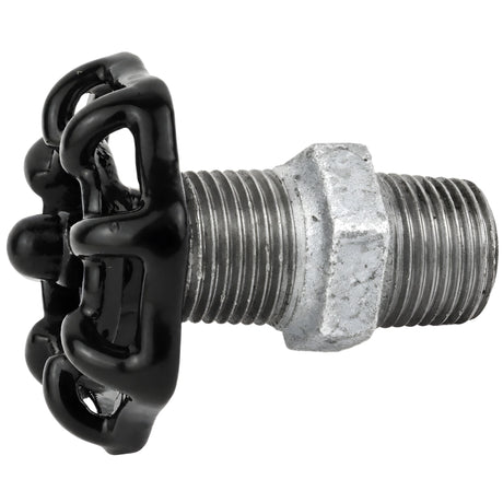 Schwarzes Handrad 52 mm auf Nippel, 1/2'' mit schwarzer Mutter, Fitting aus verzinktem Temperguss