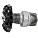 Schwarzes Handrad 52 mm auf Nippel, Edelstahlmutter, Fitting aus verzinktem Gusseisen