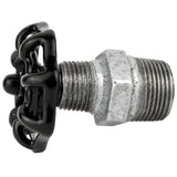 Schwarzes Handrad 52 mm auf Nippel, schwarze Mutter, Fitting aus verzinktem Gusseisen