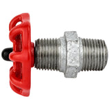 Rotes Handrad 52 mm auf Nippel, 1/2'' mit schwarzer Mutter, Fitting aus verzinktem Temperguss