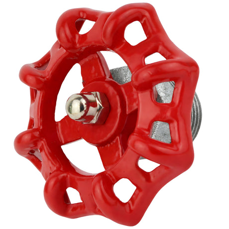 Rotes Handrad 72 mm auf Halbnippel, 1/2'' mit Edelstahlmutter, Fitting aus verzinktem Temperguss