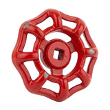 Volant rouge en fonte 52 mm second choix, éclats de peinture laissant voir la fonte