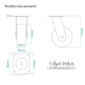 Industrielle Lenkrolle, schwarz - Metall - 125 mm - Feststellbremse