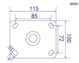 Industrielle Lenkrolle, schwarz - Metall - 125 mm - Feststellbremse